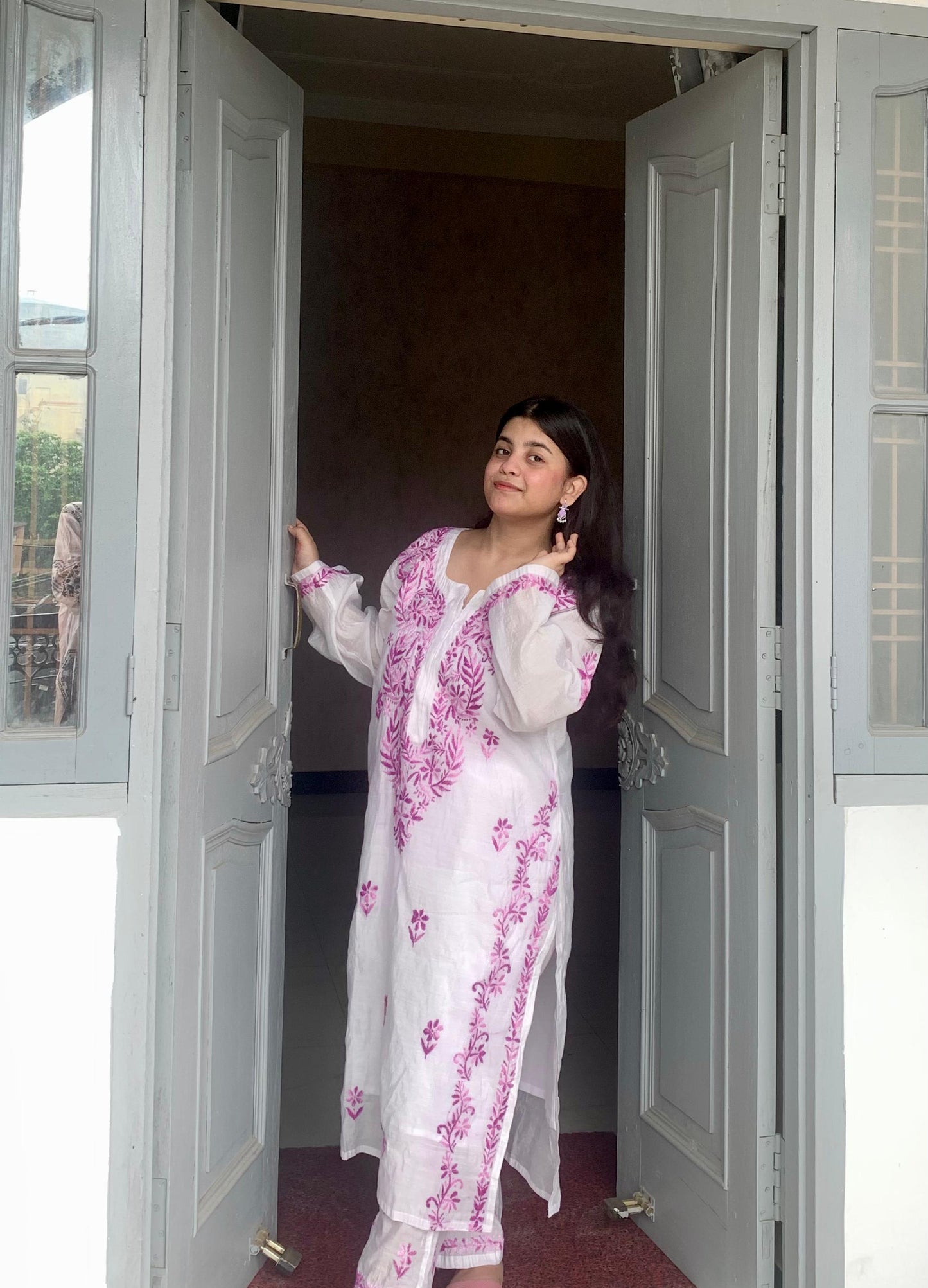 Effortless Luxe: Purple Chanderi Chikankari Co-Ord Set
