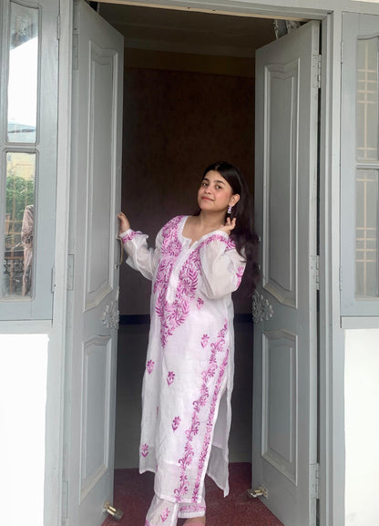 Effortless Luxe: Purple Chanderi Chikankari Co-Ord Set