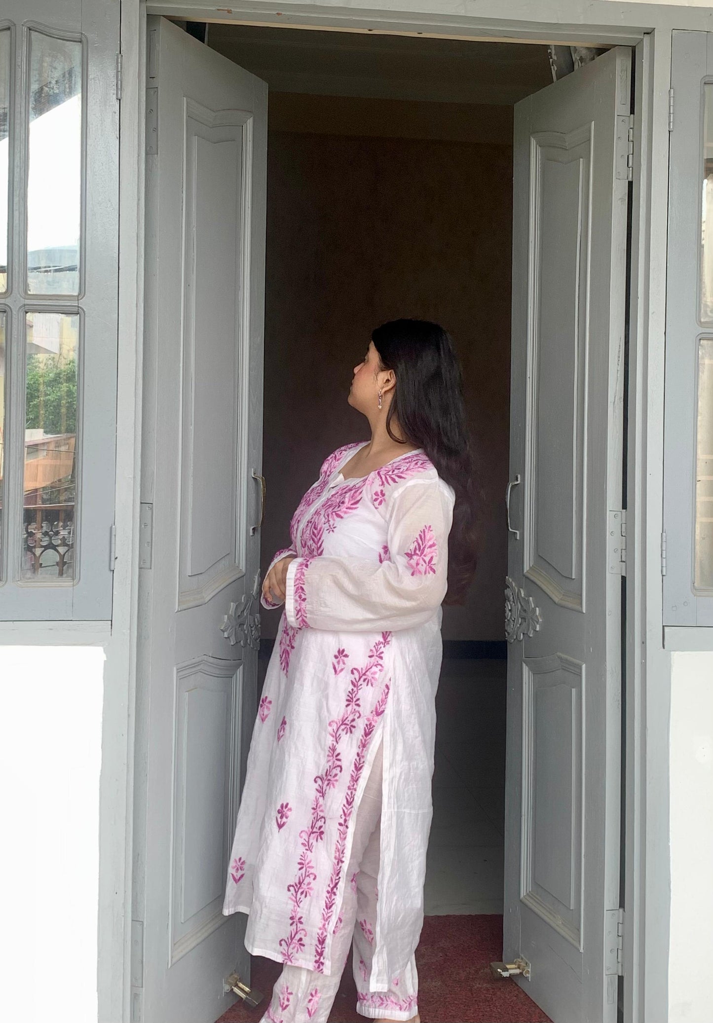 Effortless Luxe: Purple Chanderi Chikankari Co-Ord Set