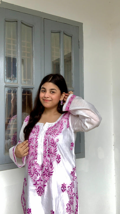 Effortless Luxe: Purple Chanderi Chikankari Co-Ord Set