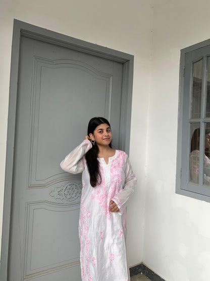 Rosé Whisper Co-ord | Delicate Chikankari in Pastel Pink