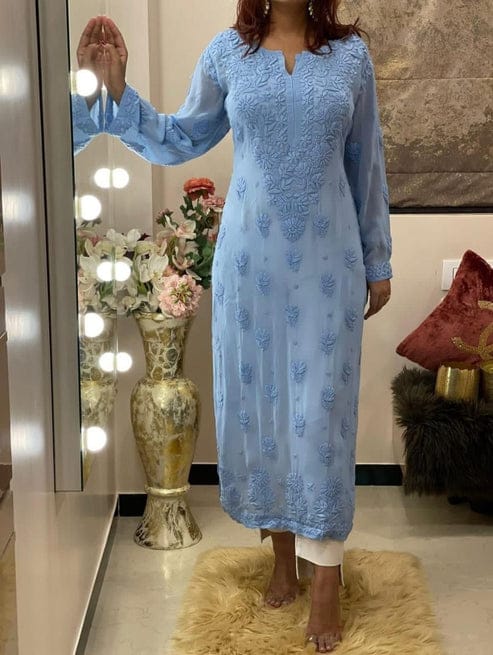 Bold Yet Graceful – Vibrant Viscose Kurti with Chikankari Work