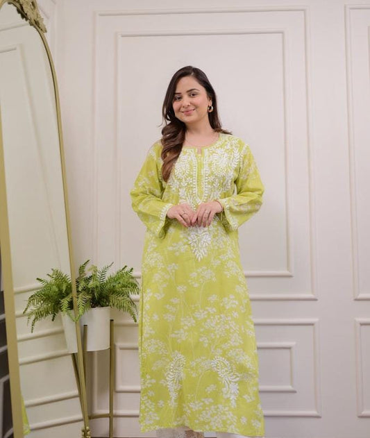 Butter Soft Mulmul Cotton Chikankari Kurti