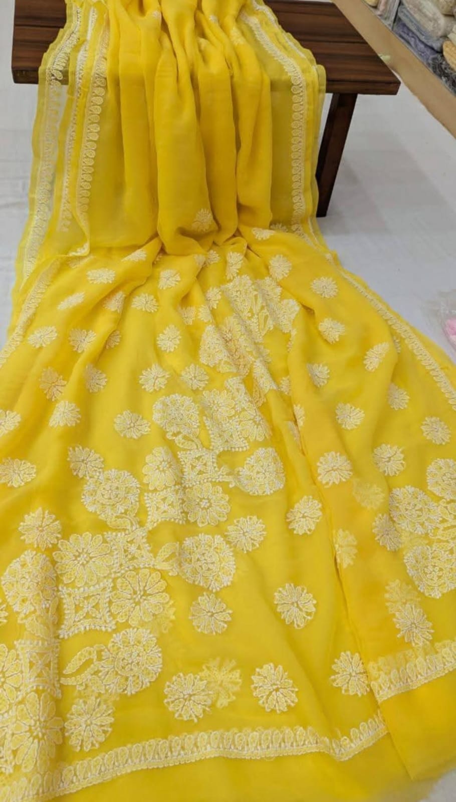 Handmade Lucknowi Chikankari Saree – Classic & Sophisticated