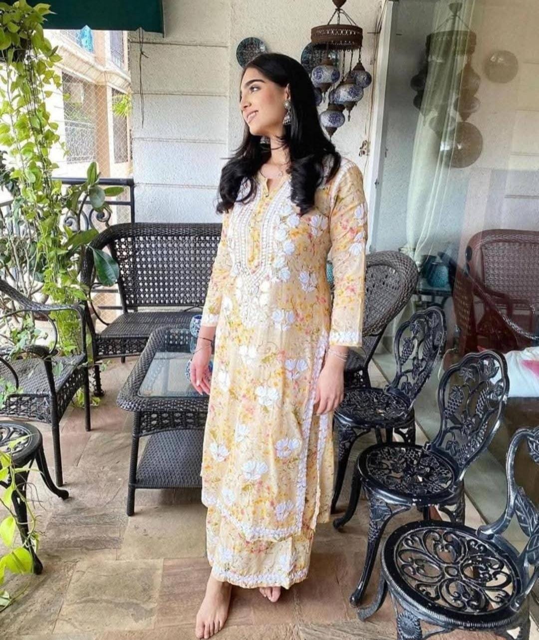 Soft Yellow Mul Cotton Co-Ord Set with Delicate Prints | Effortless Everyday Elegance