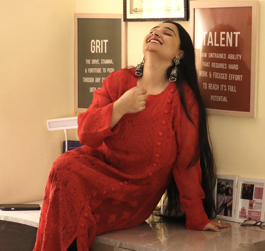 Chikankari Elegance: Anarkali Angrakha Collection