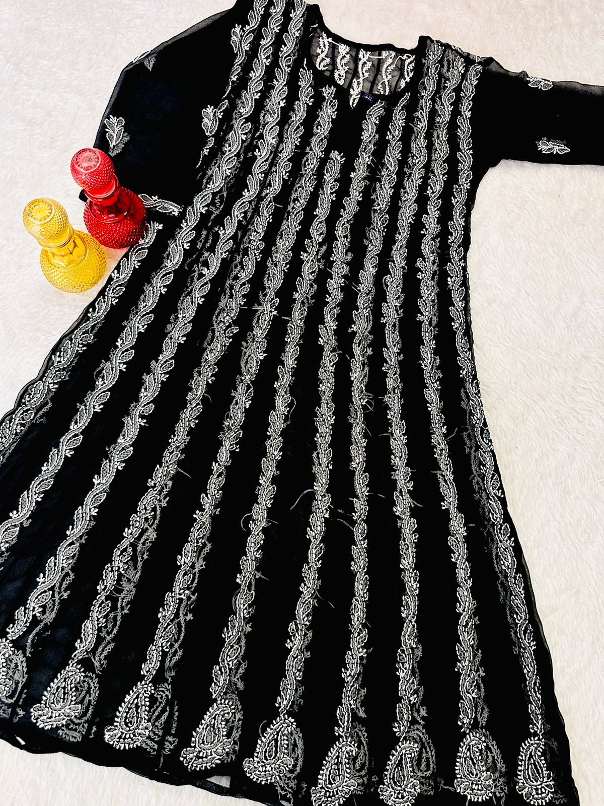 Graceful Hand work Chikankari Anarkali Gown full length anarkali georgette.