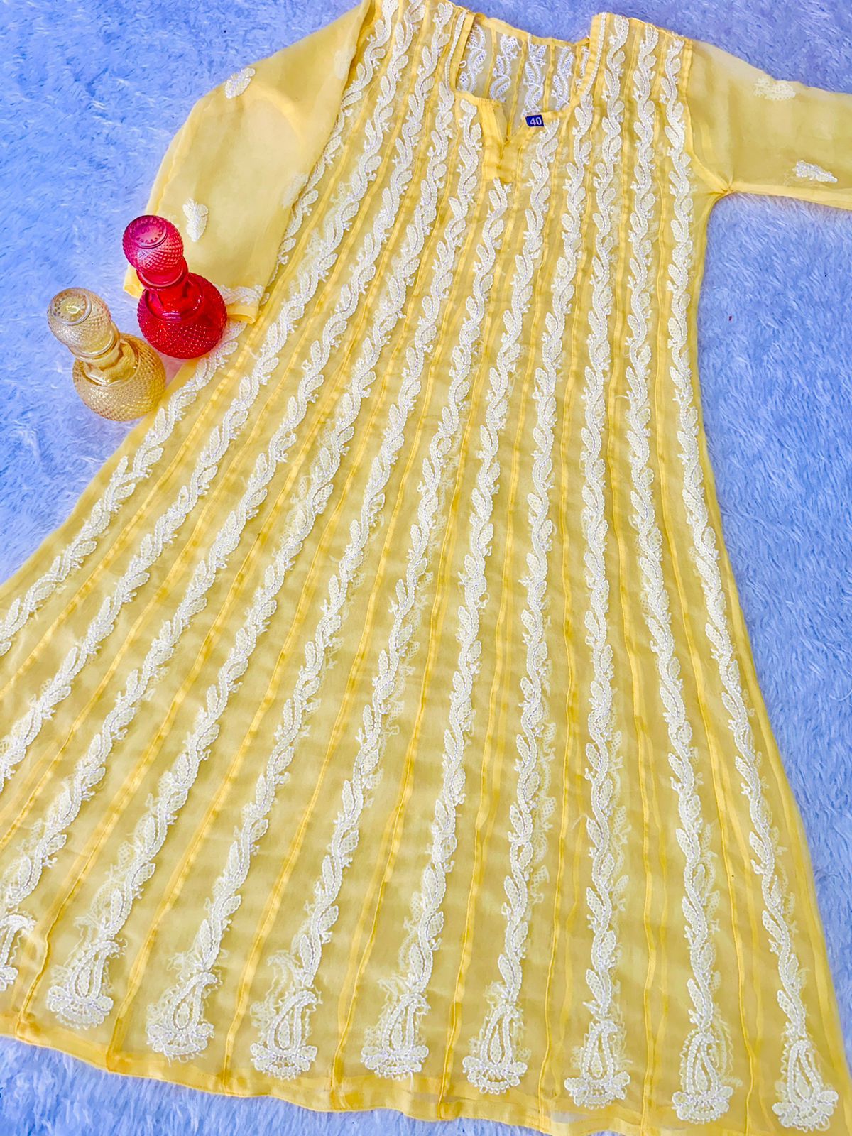 Graceful Hand work Chikankari Anarkali Gown full length anarkali georgette.