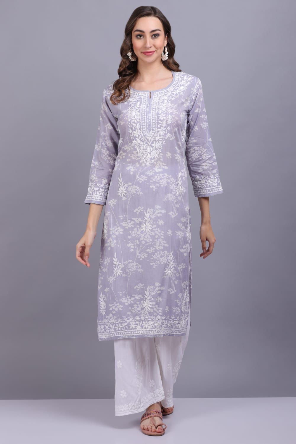 Beautiful Mulmul Cotton Chikankari Kurti