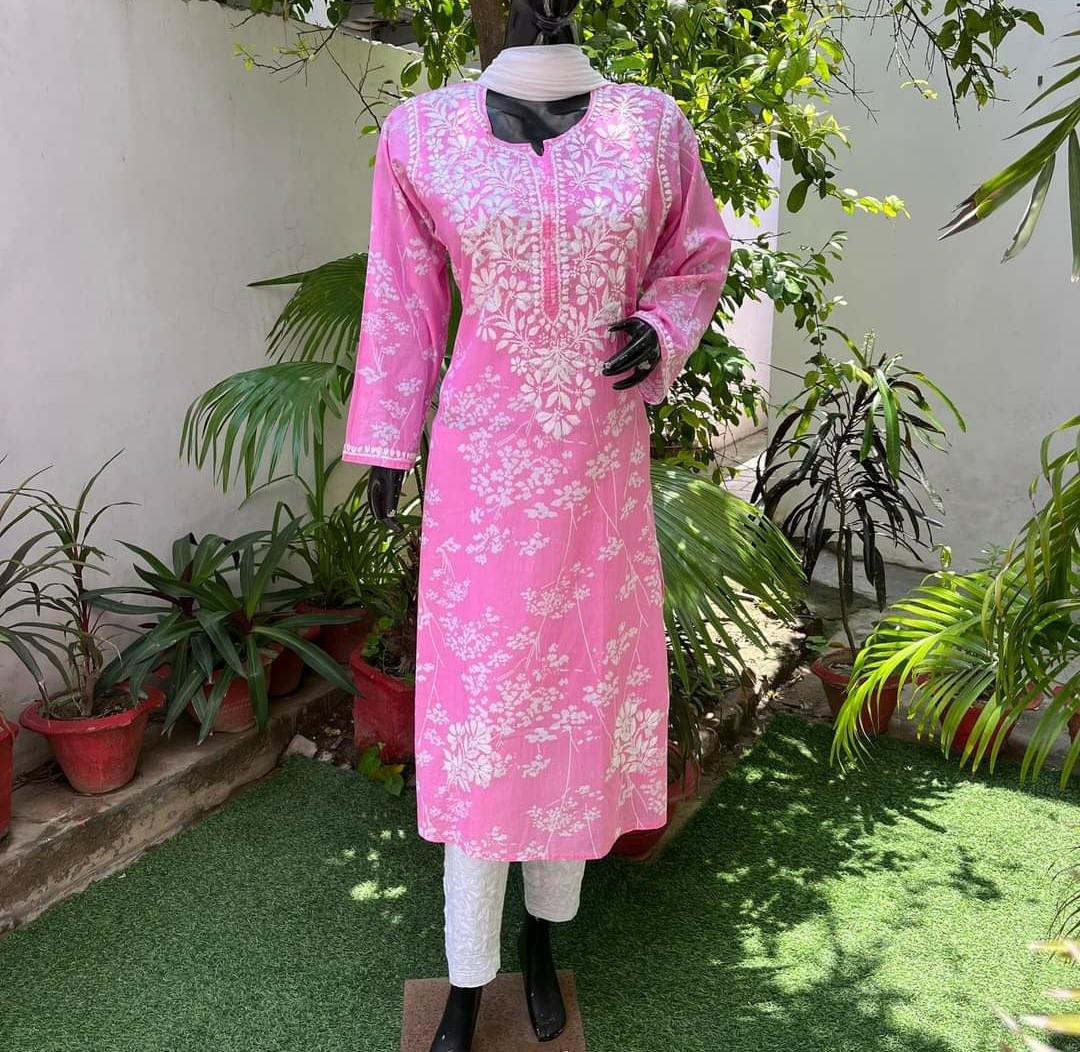 Beautiful Mulmul Cotton Chikankari Kurti