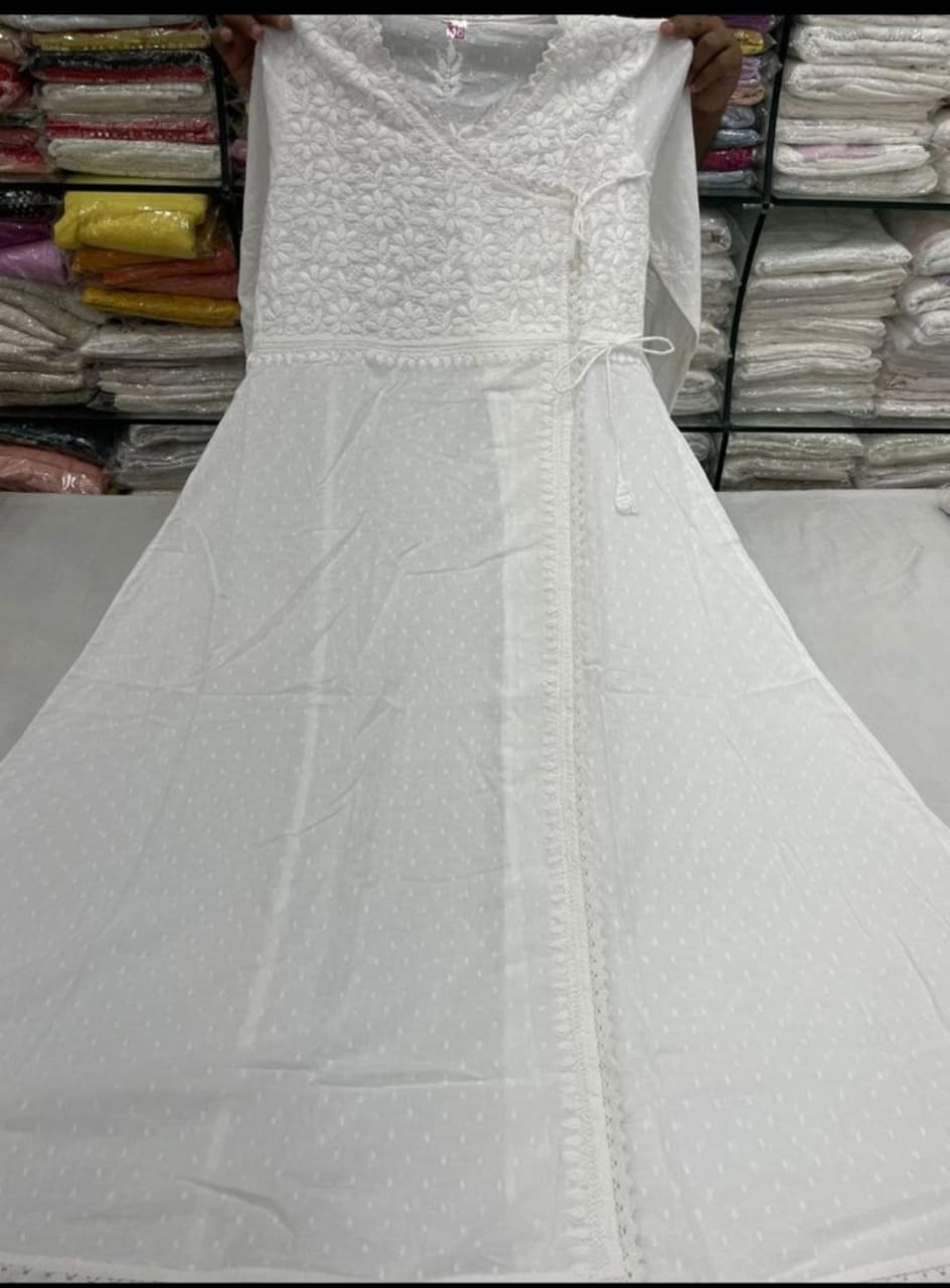 Angrakha Kurti | Beautiful Angrakha Style Chikankari Kurti.