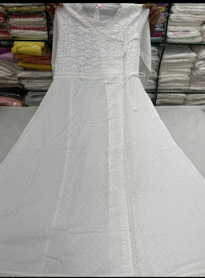 Angrakha Kurti | Beautiful Angrakha Style Chikankari Kurti.