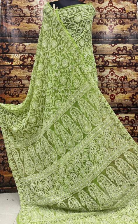 Chikankari Saree | Pure Chiffon Beautiful Motifs Full Jaal Chikankari Saree