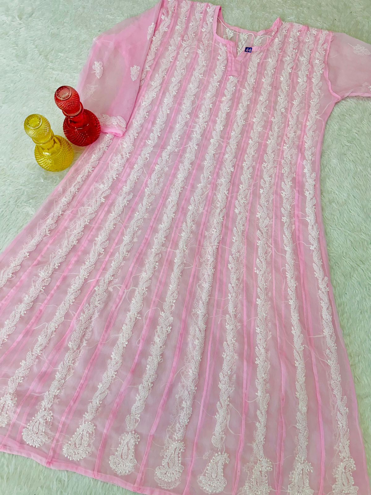 Graceful Hand work Chikankari Anarkali Gown full length anarkali georgette.