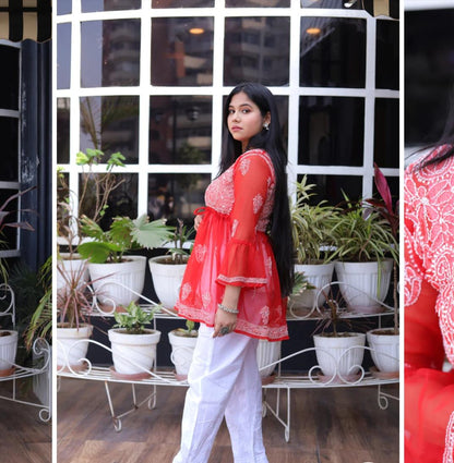 Georgette Chikankari Short Knot Frock