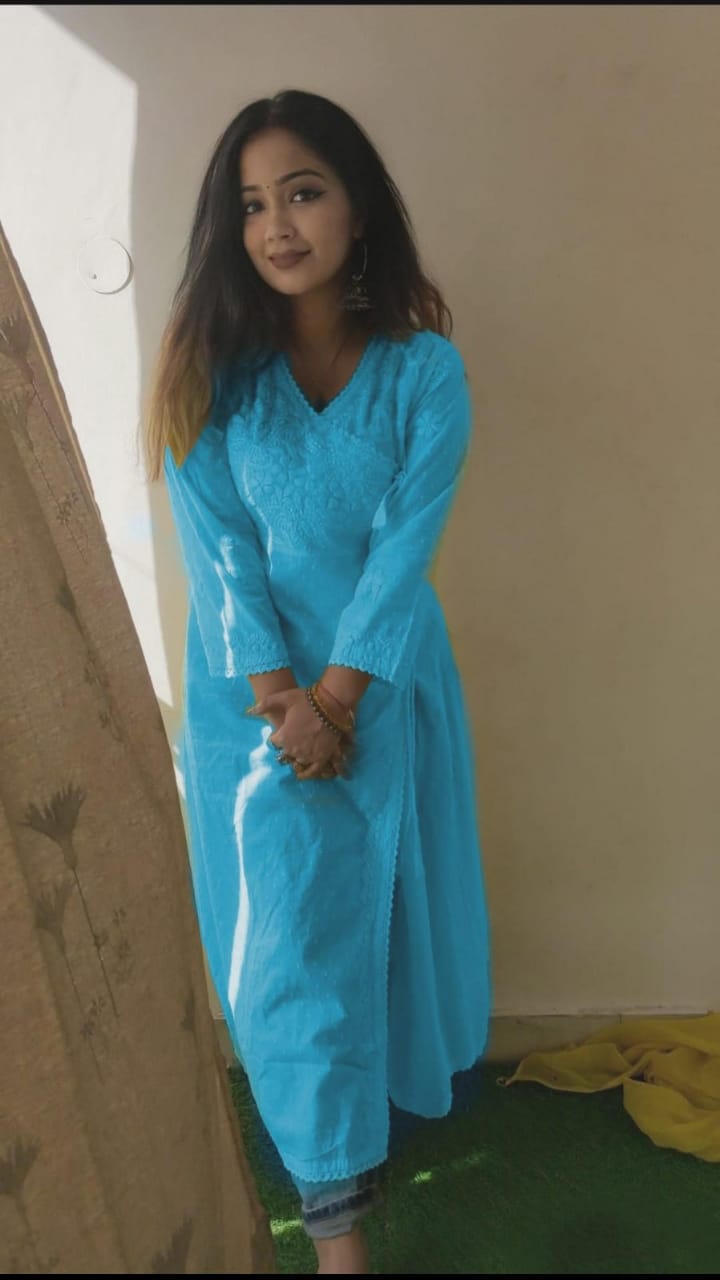 Angrakha Kurti | Beautiful Angrakha Style Chikankari Kurti.