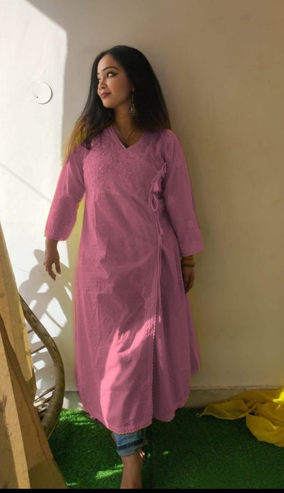 Angrakha Kurti | Beautiful Angrakha Style Chikankari Kurti.